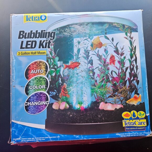 Tetra Bubbling LED Aquarium Kit 3 Gallons Half-Moon Fish Tank - Picture 2 of 4